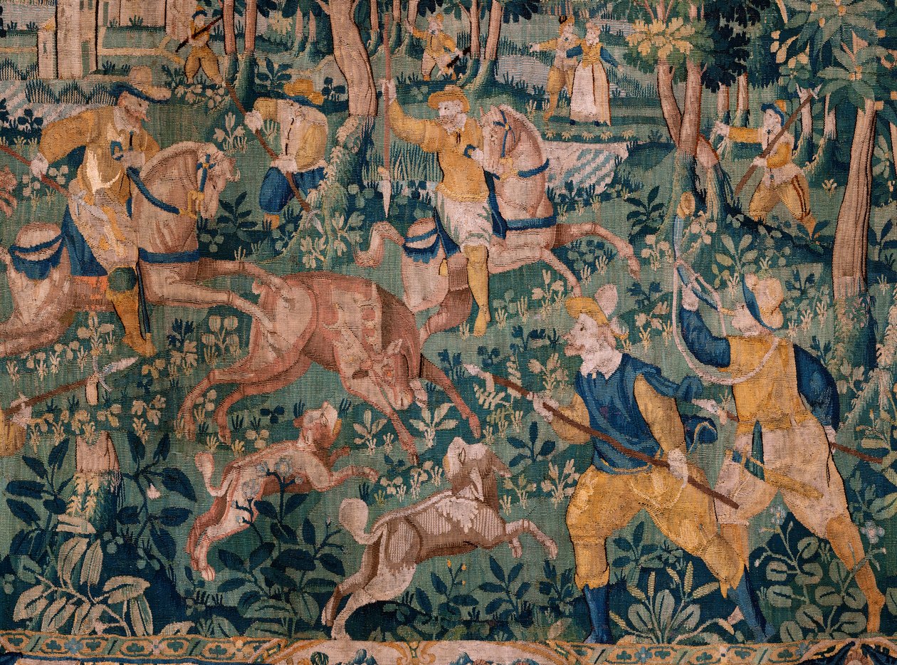 Flaman halısı. Geyik avı (Geyik avı). Oudenaarde Atölyesi. 295x331cm. Env (82941)-1 / ÖZEL. 17. yüzyıl. by Flemish School