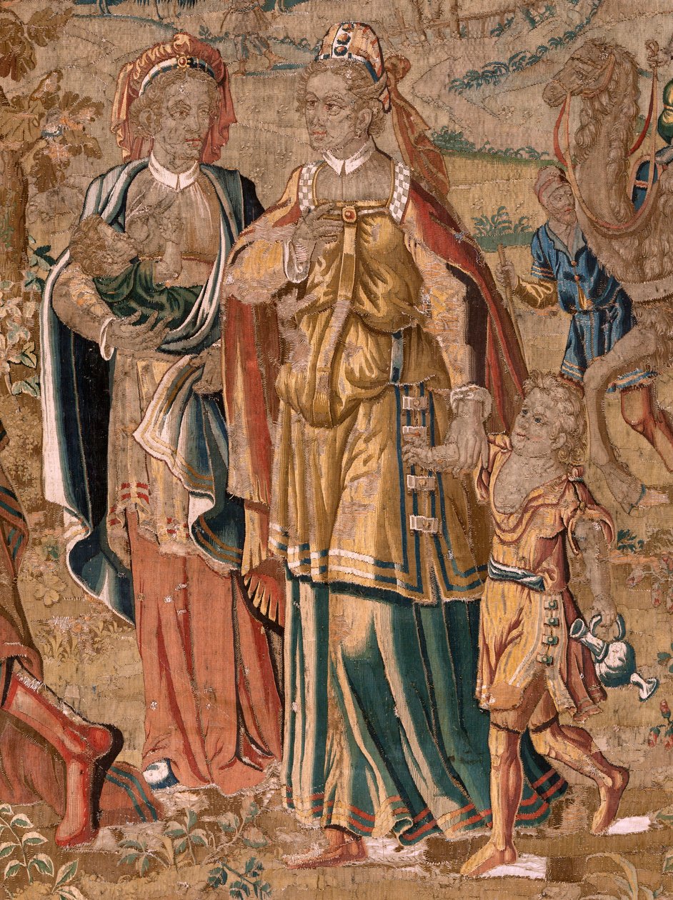 Flaman halısı. Seri Esau ve . Yakup ve Esav arasındaki buluşma (Encuentro entre Jacob y Esaú). Serinin üçüncü halısı. Hollanda imalatı, 16. yüzyılın ikinci yarısı. Kumaş Yün. Konum Bari Aziz Nikolaos Kilisesi (müze açıldı by Flemish School
