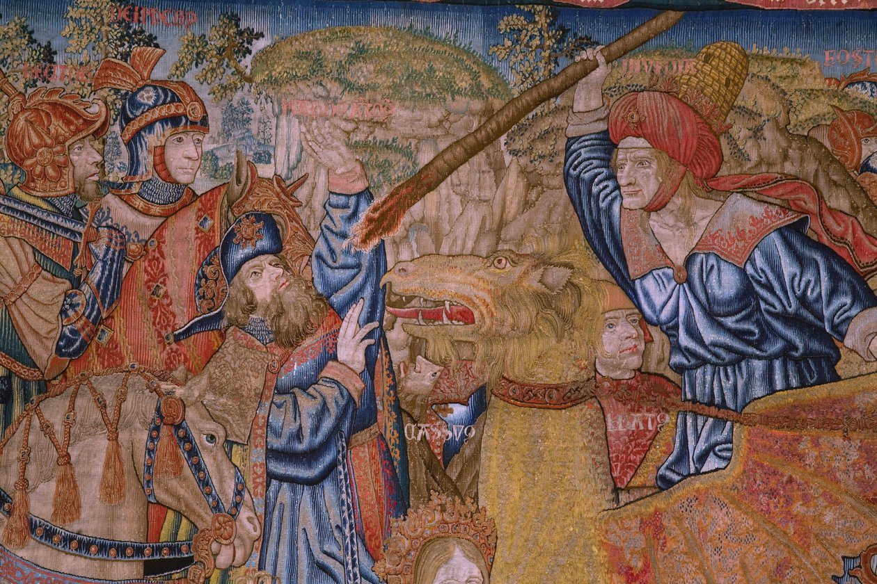 Flaman halısı. Dizi Ahlakı: Onurların erdemi (De deugd van de Honores, Onurların Erdemleri). Ca 1520. Detay by Flemish School