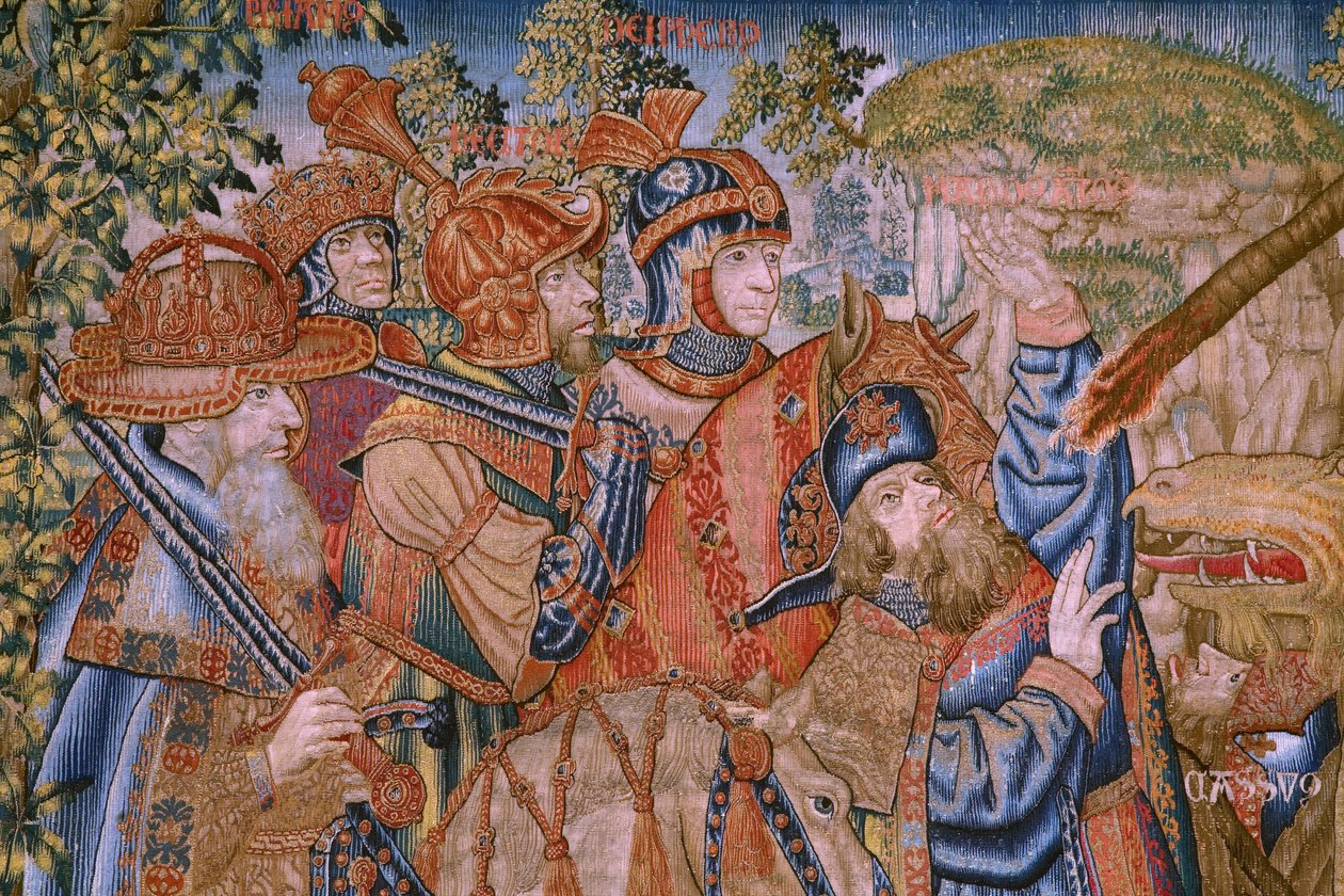 Flaman halısı. Dizi Ahlakı: Onurların erdemi (De deugd van de Honores, Onurların Erdemleri). Ca 1520. Detay by Flemish School