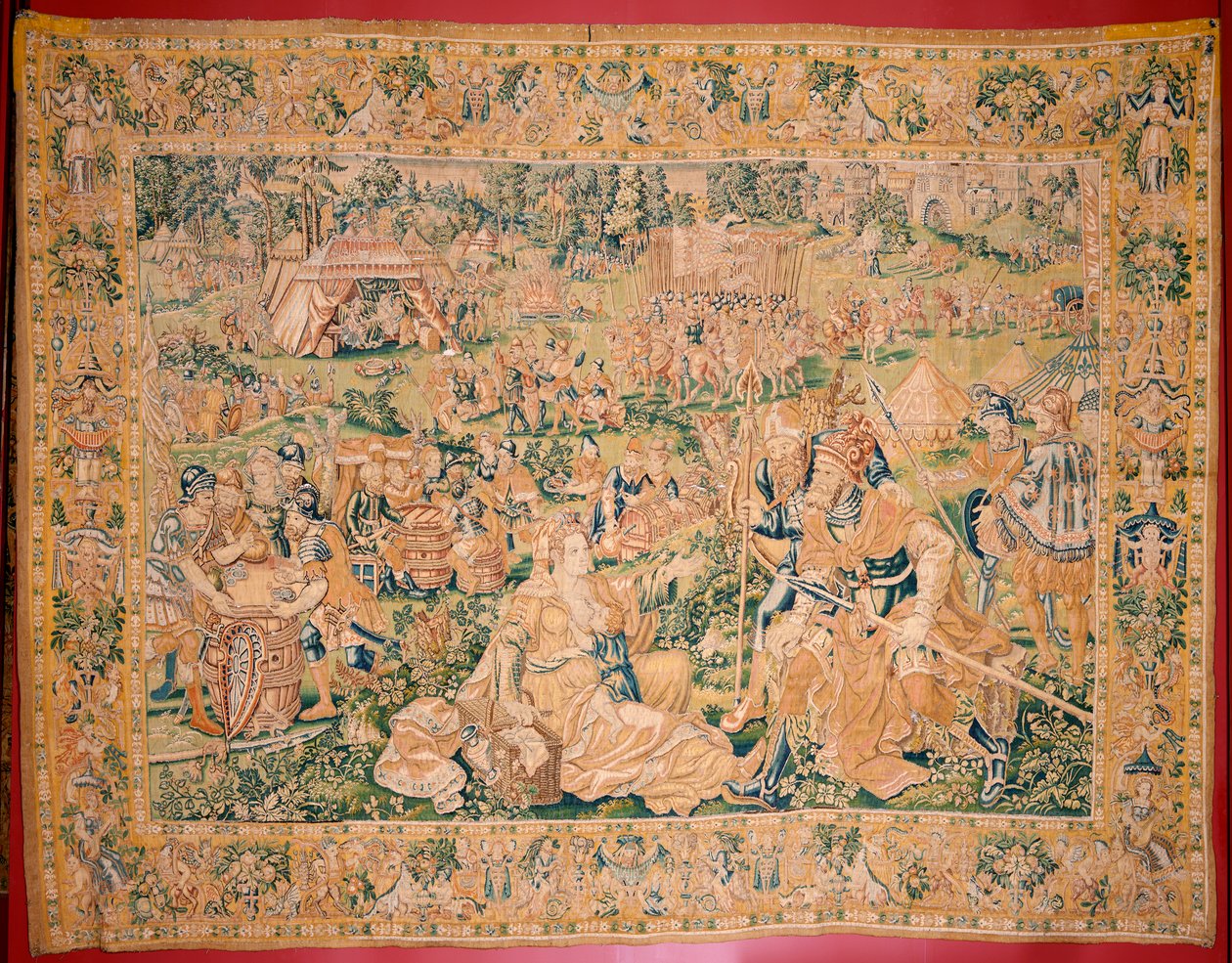 Flaman halısı. Judith'in Kitabı serisi. Holofernes'in kafasının kesilmesi (La decapitación de Holofernes). Serinin yedinci halısı. İmalat Hollanda, Brüksel(?). 16. yüzyılın ikinci yarısı. Kumaş Yün. Konum Aziz Nikolaos Kilisesi by Flemish School