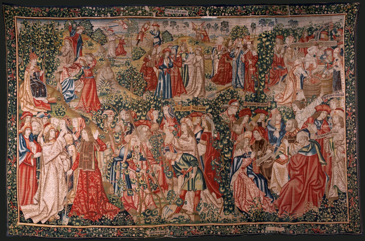 Flaman halısı. Dizi Bağdaki İşçilerin Meselleri. Emekçilere çağrı (La llamada a los trabajadores). Serinin ilk halısı. Brüksel imalatı, Pieter van Aelst