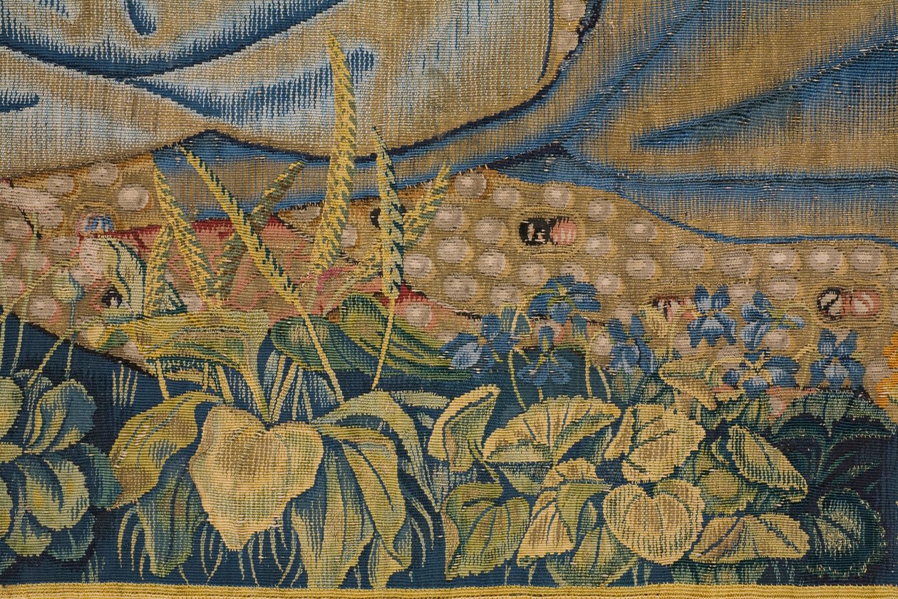 Flaman halısı. Çocuklu Bakire ve melekler (Maria, Kind en engelen ile tanıştı). 1500 civarı. by Flemish School