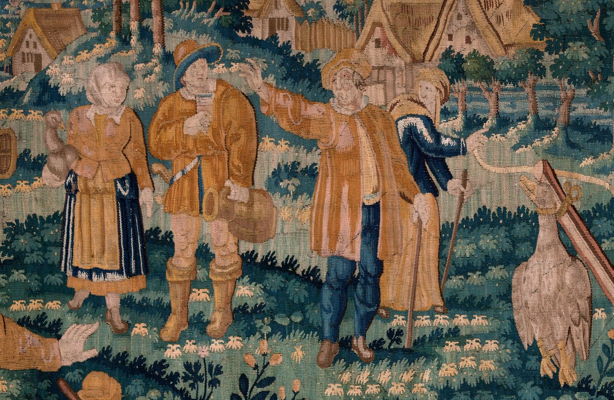 Flaman halısı. Kaz oyunu. Oudenaarde Atölyesi. 341x395cm. Env (83058)-7 / 0008. 17. yüzyıl. by Flemish School