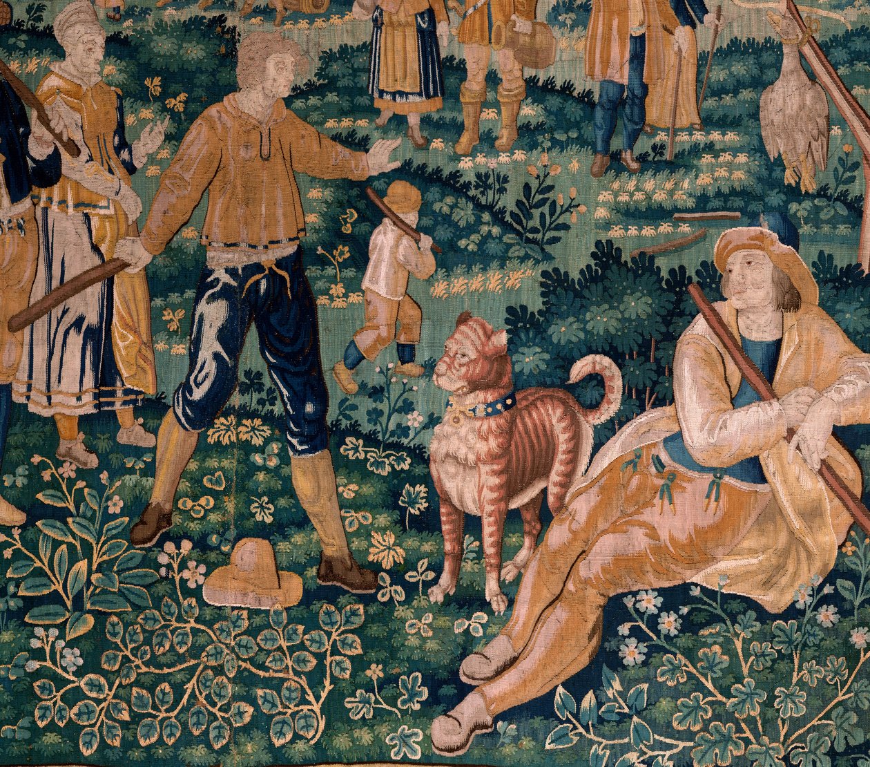 Flaman halısı. Kaz oyunu. Oudenaarde Atölyesi. 341x395cm. Env (83058)-7 / 0008. 17. yüzyıl. by Flemish School