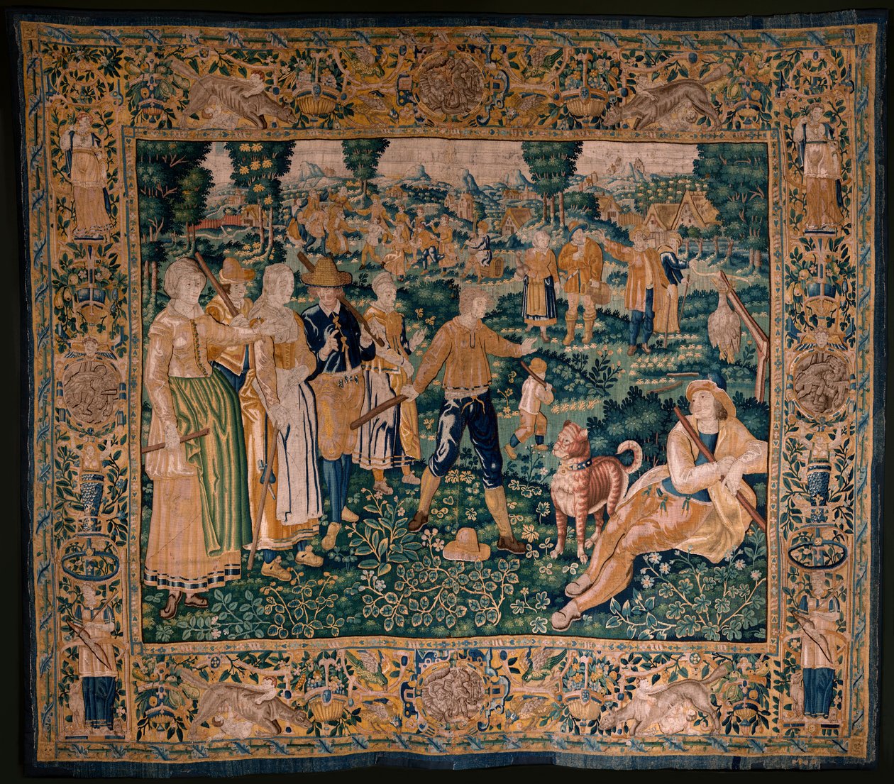 Flaman halısı. Kaz oyunu. Oudenaarde Atölyesi. 341x395cm. Env (83058)-7 / 0008. 17. yüzyıl. by Flemish School