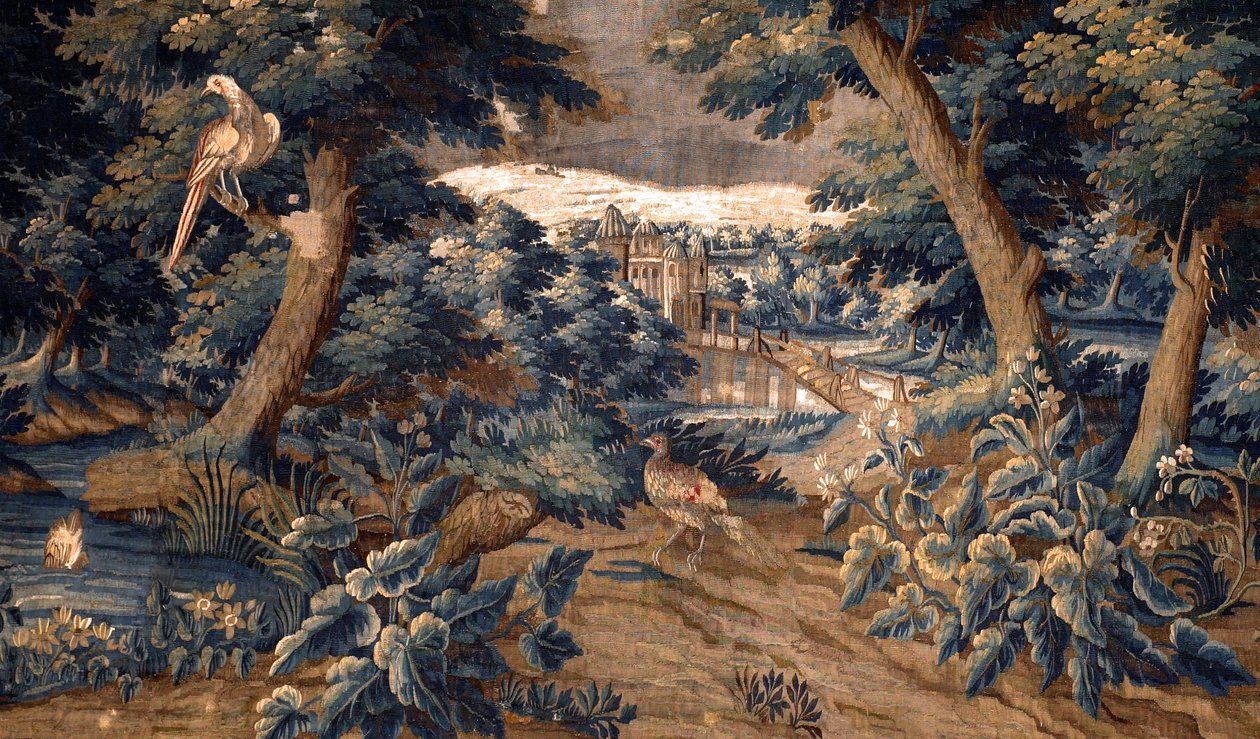 Flaman halısı. dayanmak. 17. yüzyılın sonu ve 18. yüzyılın başı. Sint-Walburgakerk Oudenaarde (Dekenij van de Sint-Walburga) kilisesinin mülkü. Detay. by Flemish School