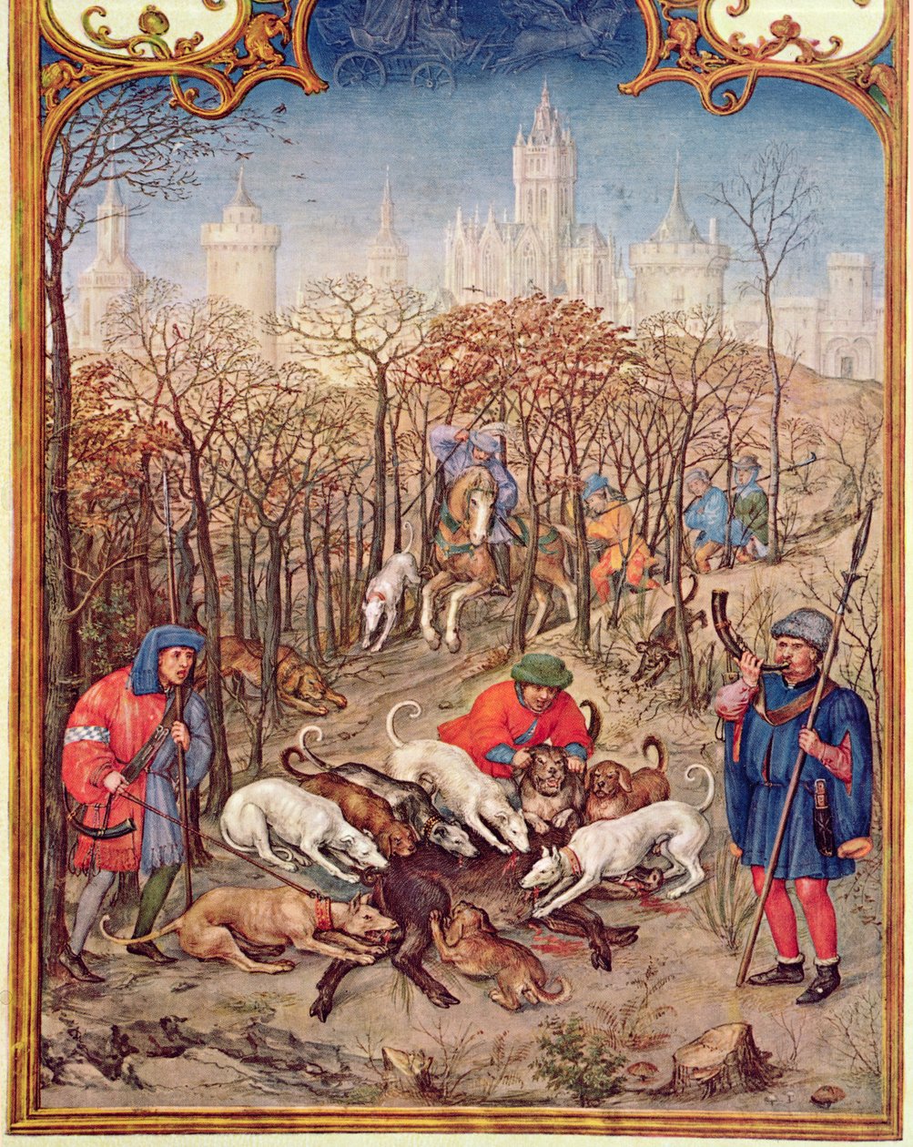 Fol.12v Aralık Ayı: Yaban Domuzu Avı, Breviarium Grimani