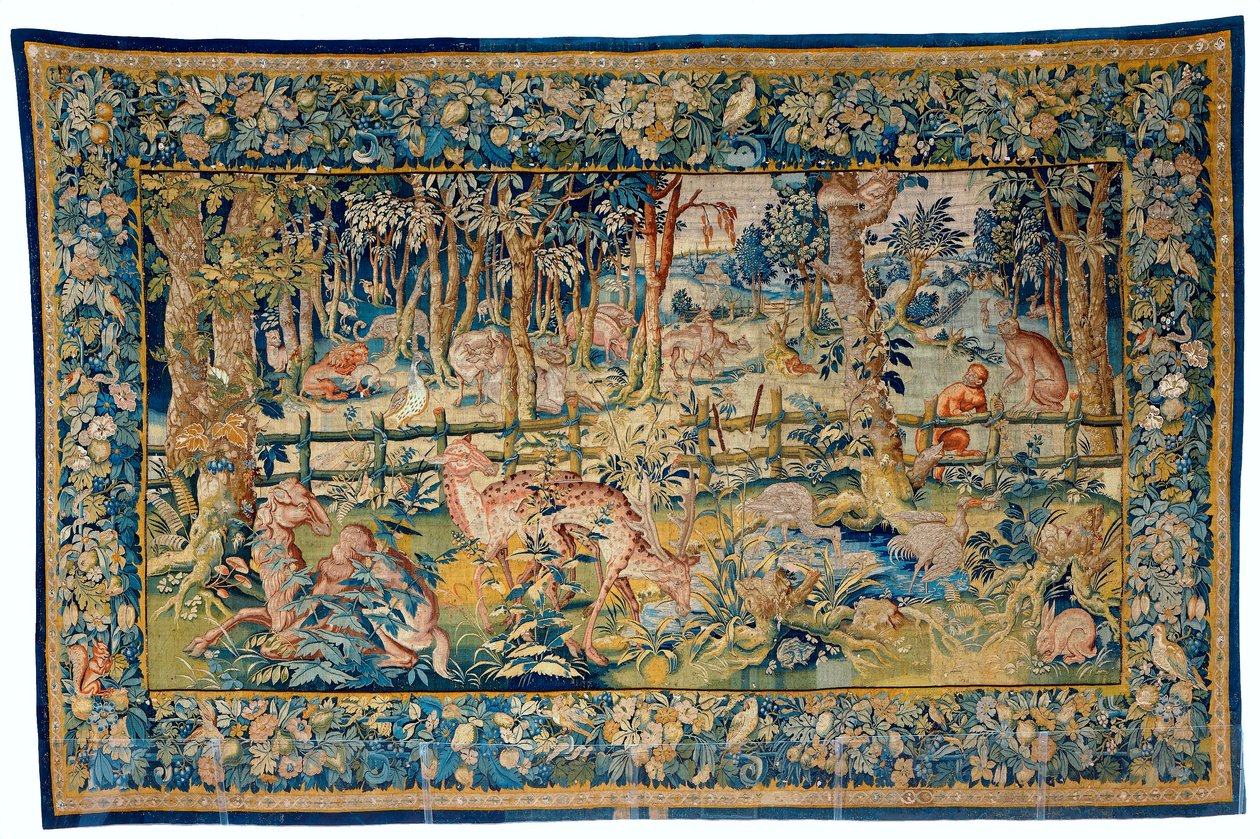Egzotik hayvanlarla dolu orman (tekstil) by Flemish School