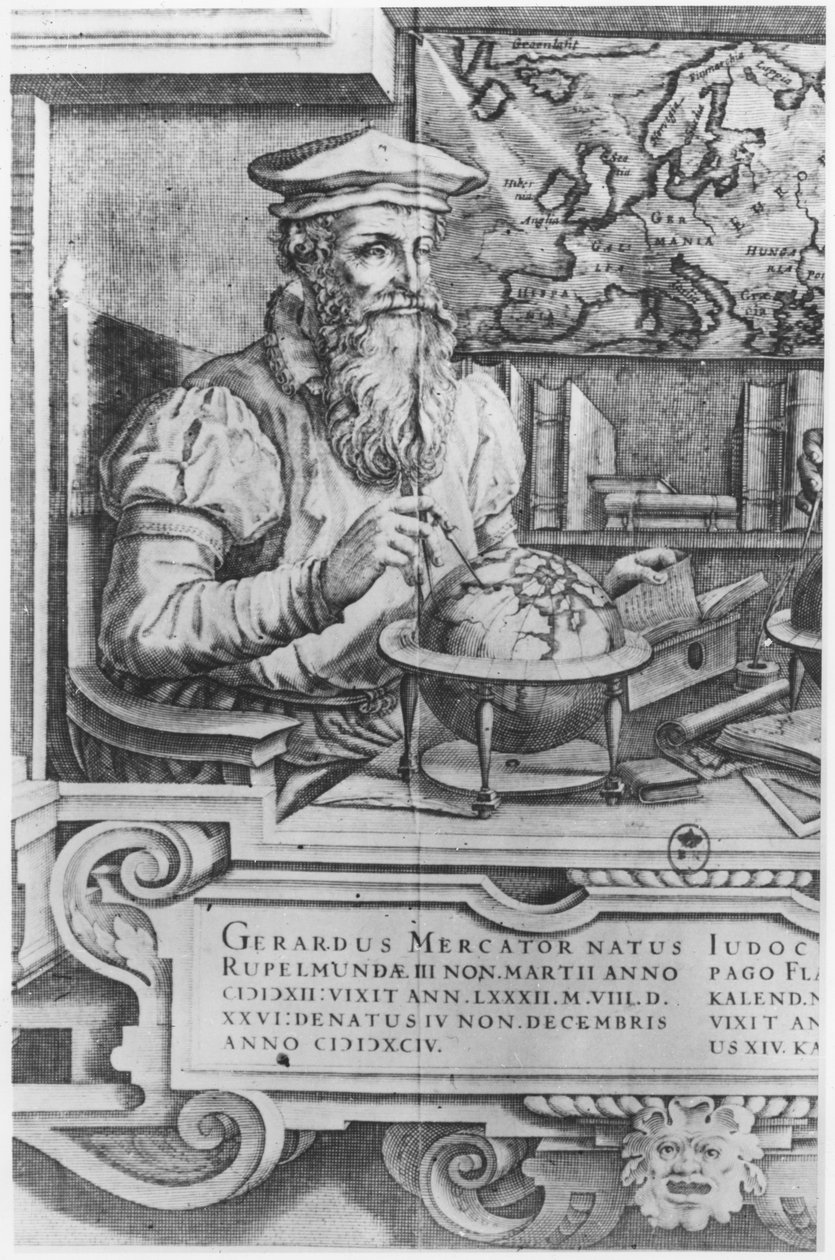 Gerard Mercator (1512-94), Mercator ve Hondius atlas serilerine dahil edilmek üzere oyulmuş by Flemish School