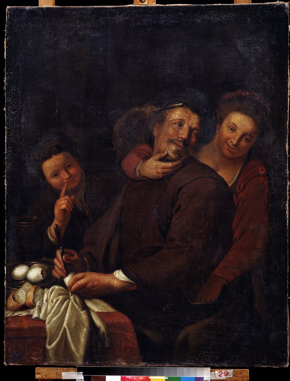 ""Neşeli şirket"" (Neşeli şirket) 17. yüzyıl Hollanda okulunun resmi. Bölgesel Deineka Sanat Galerisi, Kursk Rusya by Flemish School