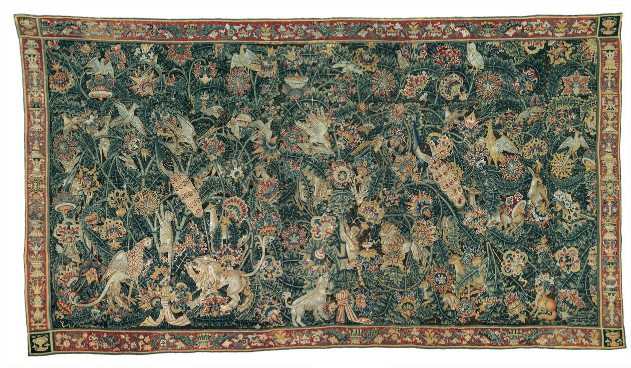 Hayvanlar ve Kuşlar ile Büyük Yaprak Verdure, 1525-50 by Flemish School