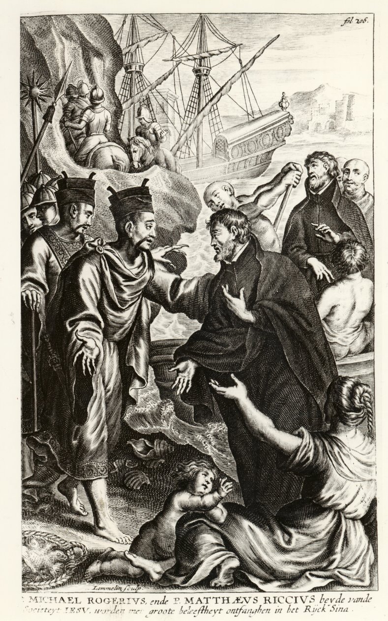 Michael Rogerius (1543-1607) ve Matthaeus Riccius (1552-1610), Çin kıyılarına varıyor, P. Cornelius Hazart