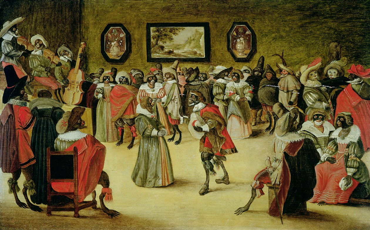 Maskeli Baloda Maymunlar ve Kediler, 1632 (bkz. 204408) by Flemish School