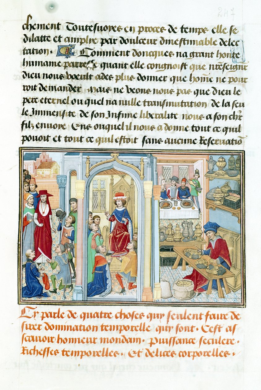 Ms 240 fol.247 Wordly Things, from Le Miroir dHumilite, Jean de Gerson (1363-1429) 1462 by Flemish School