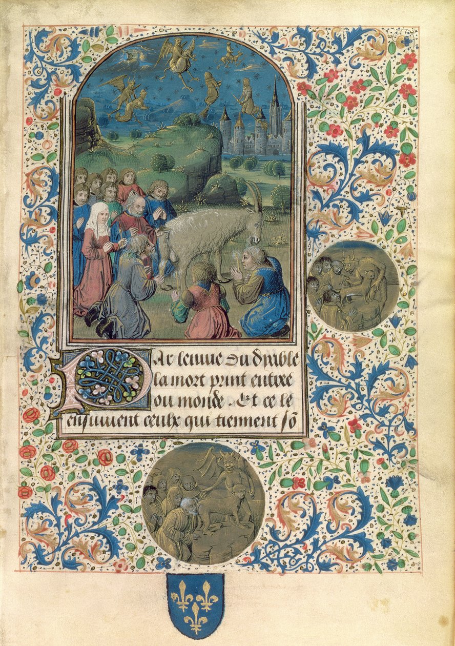 Ms Fr 961 f.1 Şeytana keçi şeklinde tapan cadılar veya sapkınlar by Flemish School
