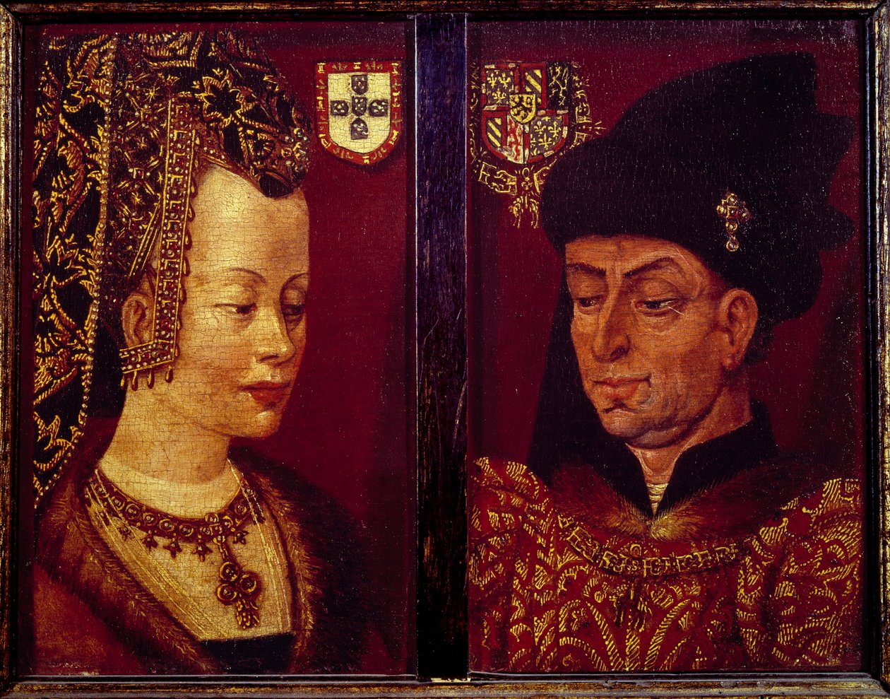 İyi Philip, Burgonya Dükü (1396-1467) ve Portekizli Isabella, Burgonya Düşesi (1397-1472) Portresi Flaman Okulu