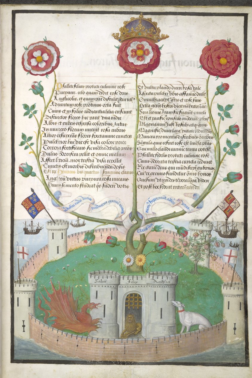 Royal MS 11 E Xl fol.2 Tudor sembollü ayetler, c.1516 (parşömen) by Flemish School