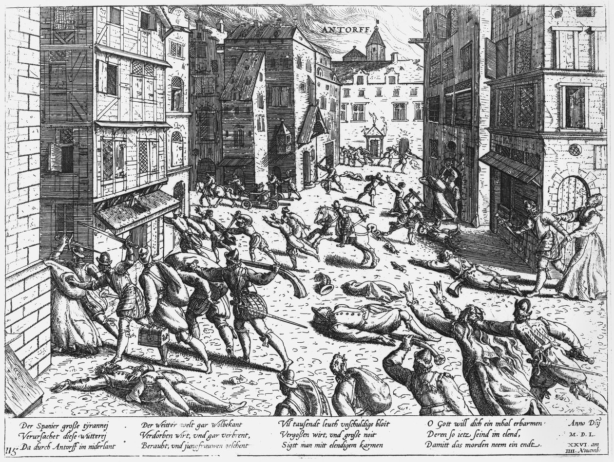 Scenes of the Spanish fury at Antorff, 1576   by Flemish School