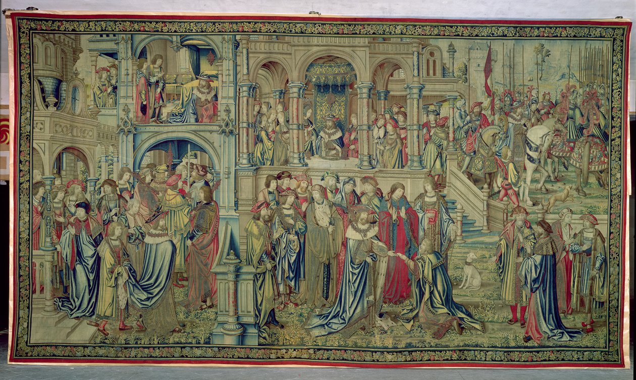 Çocuğun ve Kralın Ölümü zafer vaat ediliyor, David ve Bathsheba Goblen, c.1510-15 by Flemish School