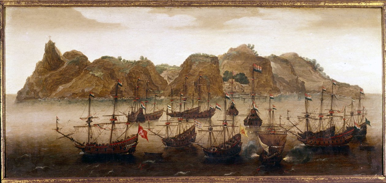 Hollanda filosu St. Helena adasından ayrıldı. Yağlı boya. 17. yüzyıl. Deniz Müzesi Amsterdam by Flemish School