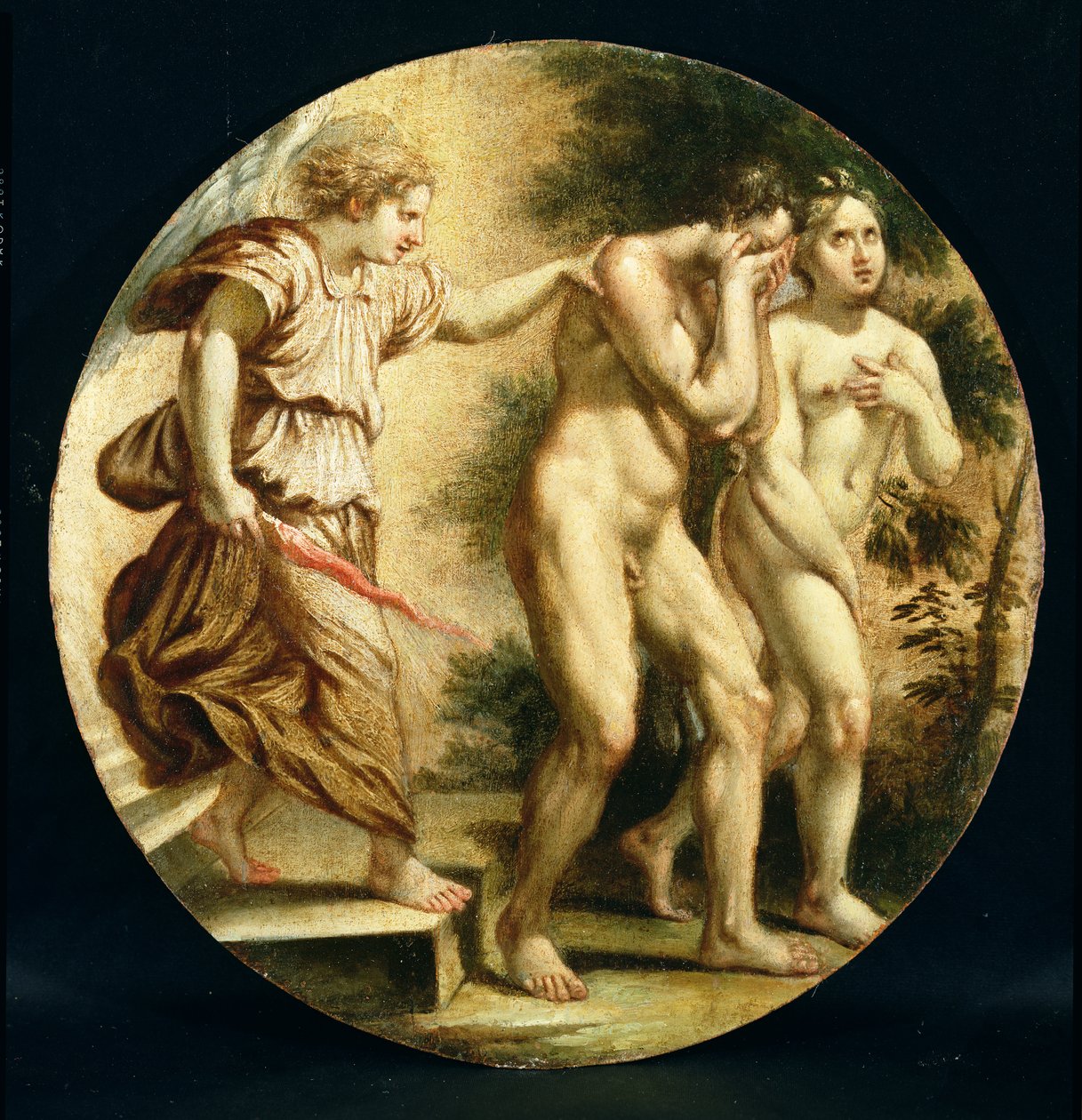 Bahçeden Atılma, c.1600 (kavak ahşap panel üzerine yağlı boya) by Flemish School