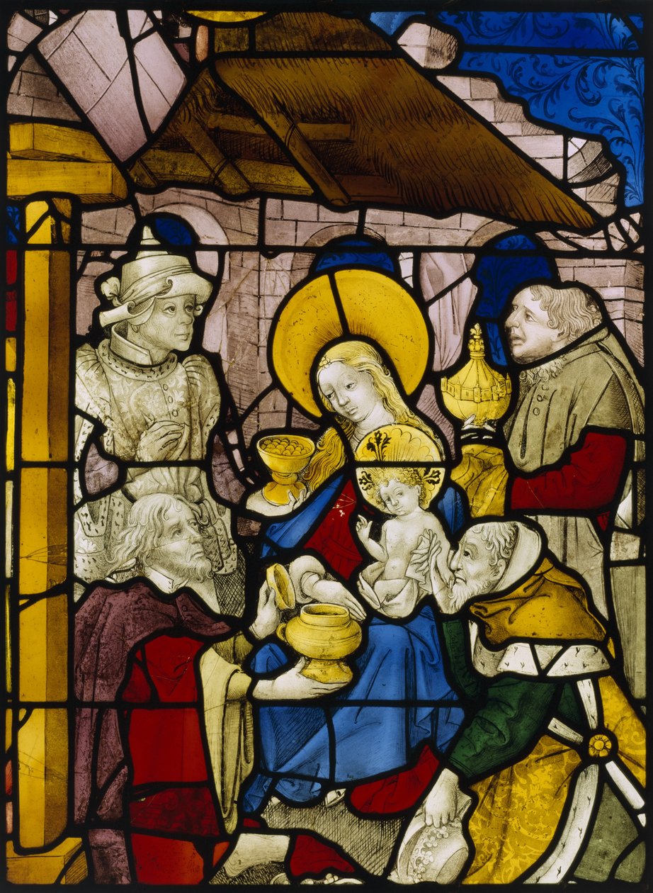 Kralların hayranlığını tasvir eden pencere (vitray) by Flemish School