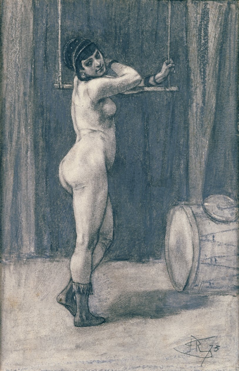 Trapezli kadın (pastel) by Félicien Rops