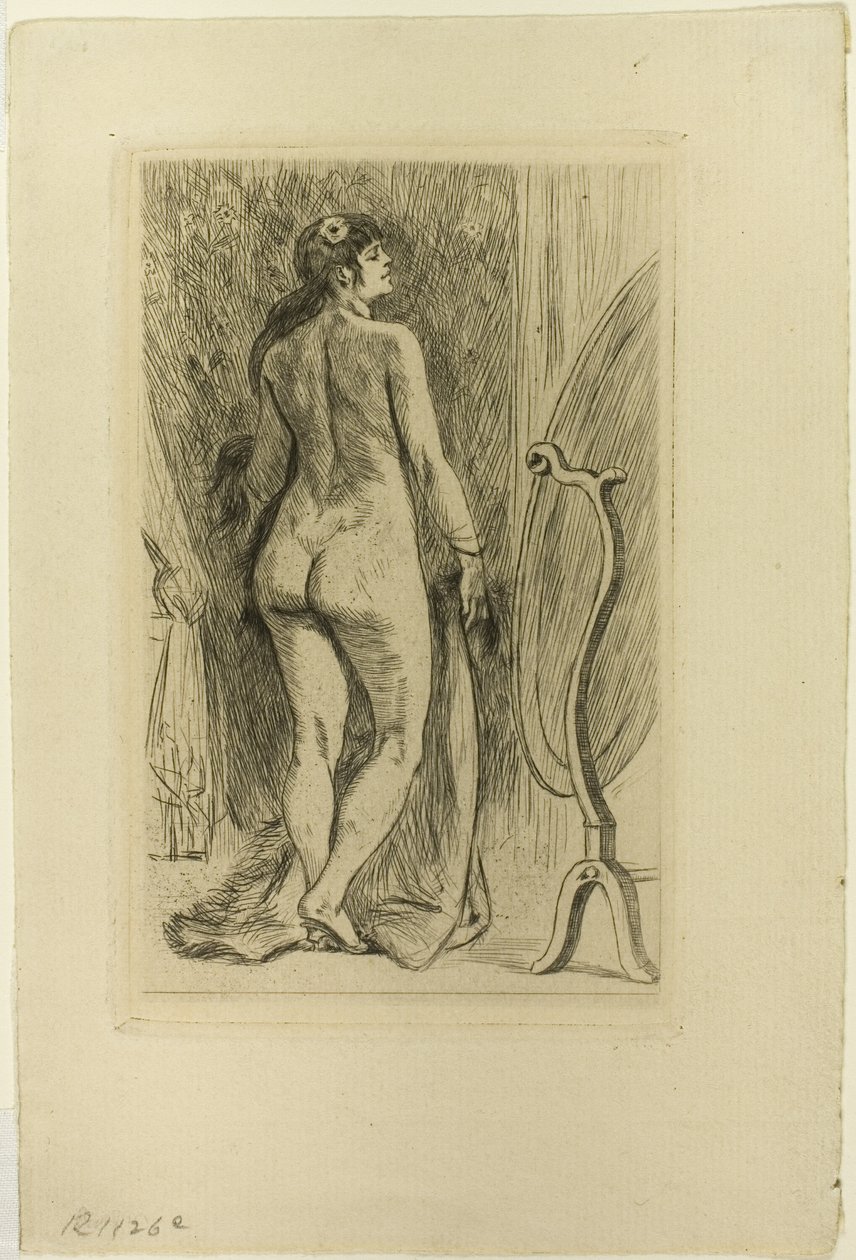 Kürklü duran kadın by Félicien Rops