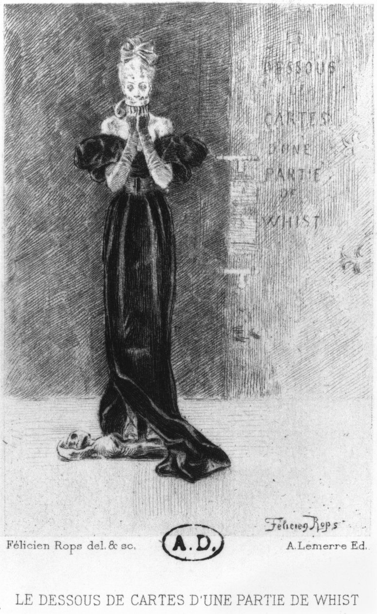 'Bir Islık Partisinin Gizli Yüzü', Jules Amedee Barbey d'Aurevilly (1808-89) 1886'nın 'Les Diaboliques'inden bir çizim by Félicien Rops