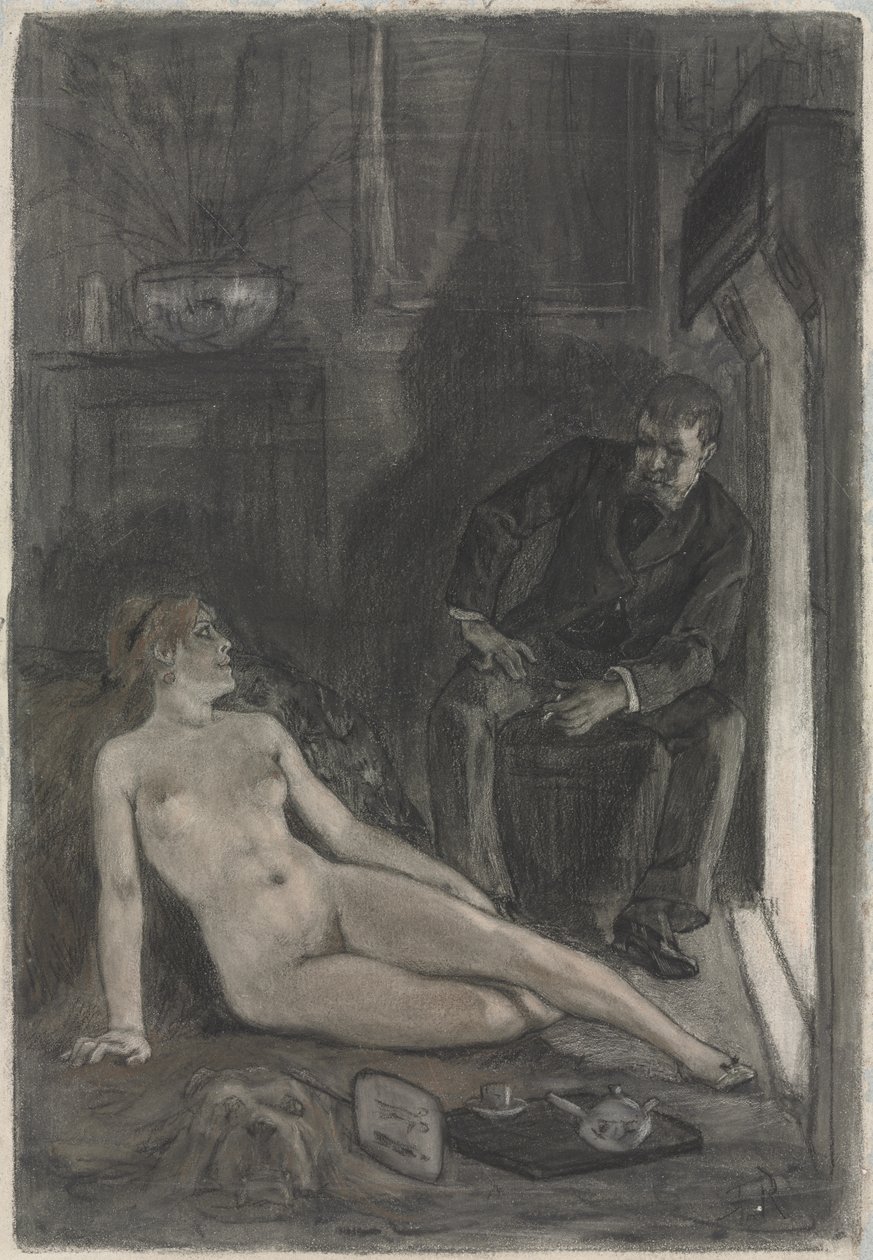 Kış Akşamı, son üçüncü 19. yüzyıl. by Félicien Rops