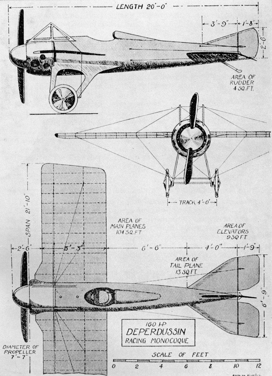Muhtemelen Savaş Salgınında Var Olan En Hızlı Uçak: Deperdussin Monoplane 160 by Flight Photo