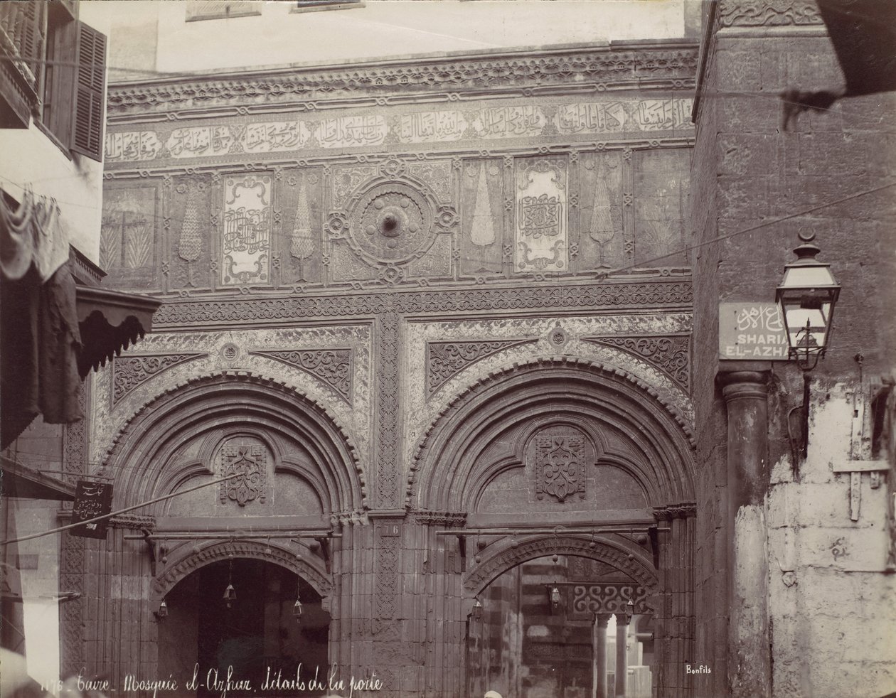 Kahire. El-Arhar Camii, kapı detayları, 1870