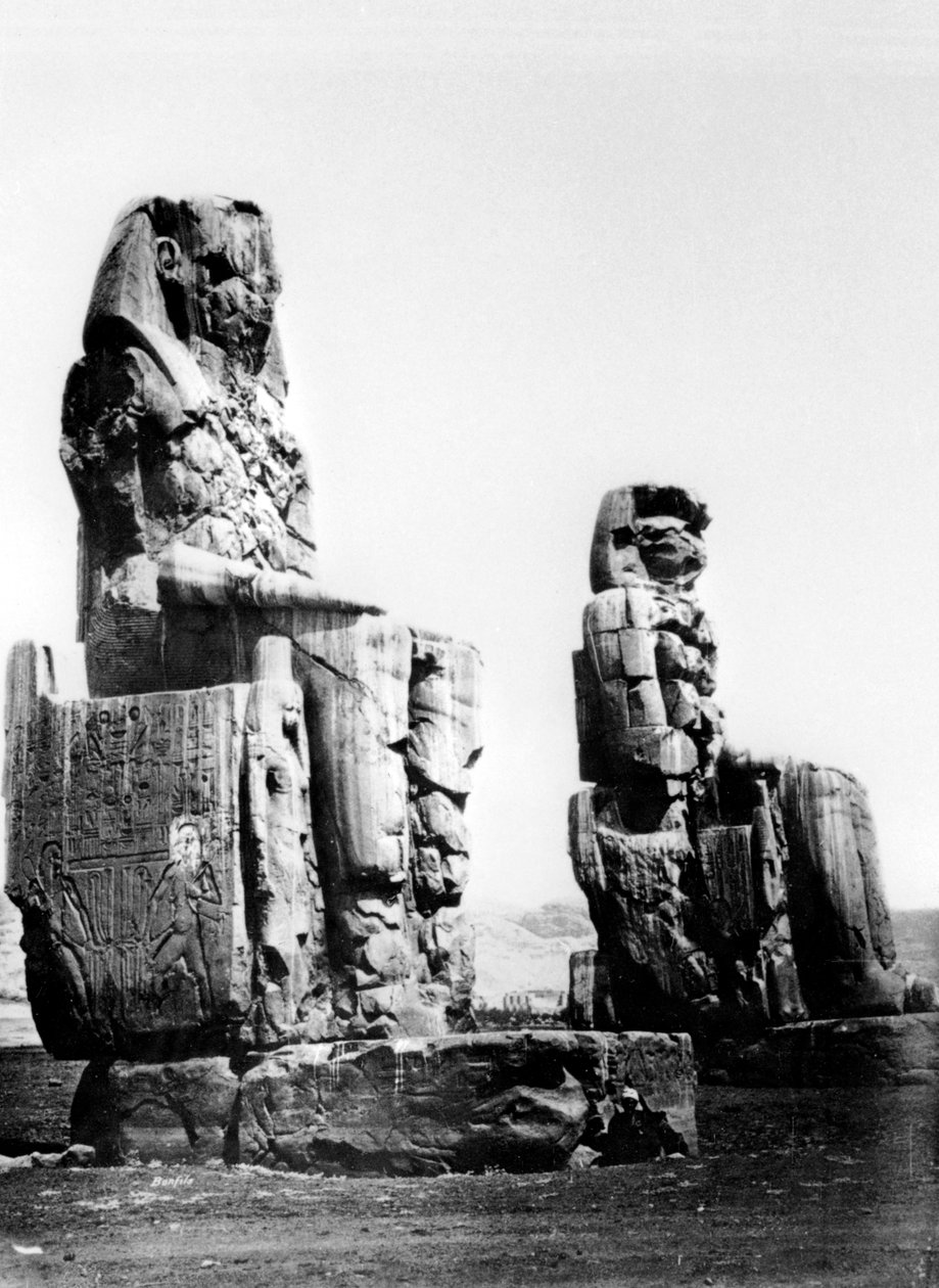 Memnon Heykeli, Thebes, Nubia, Mısır, 1878 by Félix Bonfils