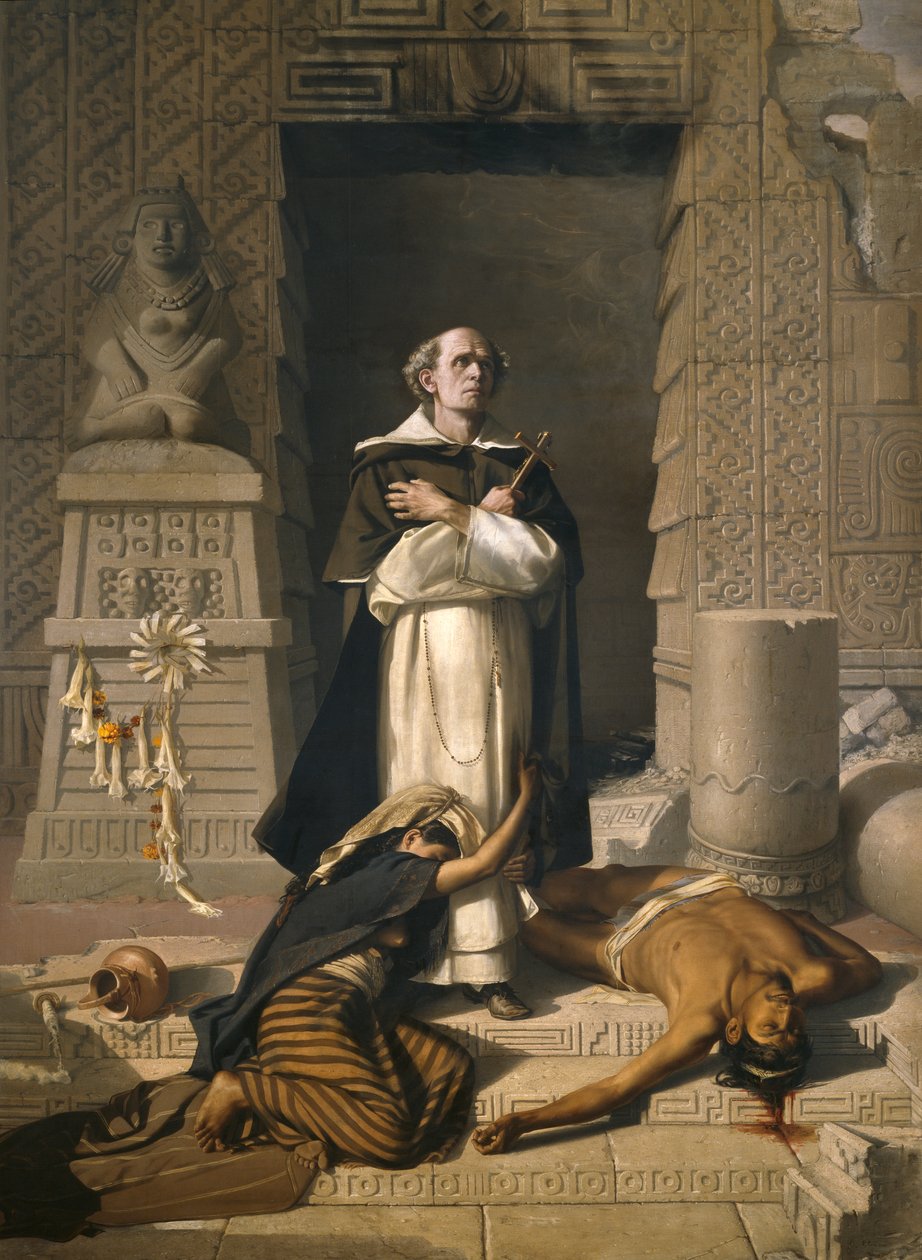 Kızılderililerin Keşiş Bartolome de Las Casas Savunucusu (tuval üzerine yağlı boya) by Félix Parra