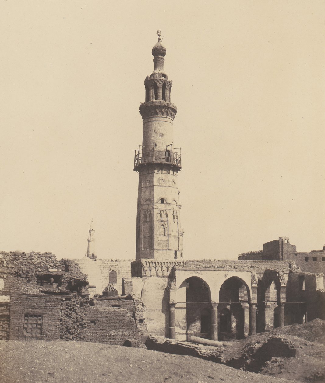 Djirdjeh, Nil Kenarındaki Harabelerdeki Cami, 1851-52, 1853-54 basılmış. by Félix Teynard
