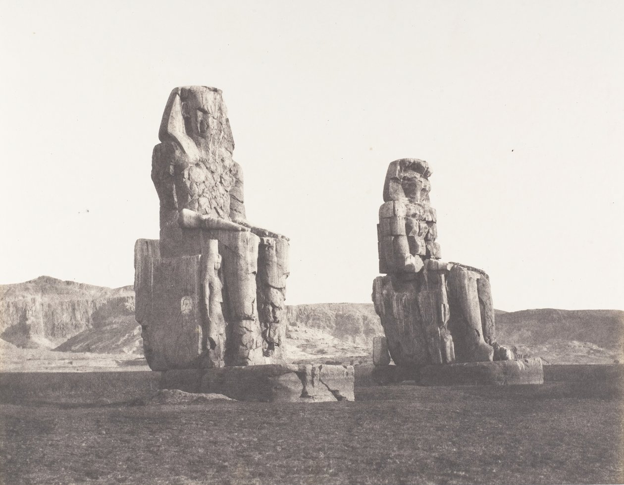 Gournah Thebes, Colosses That of Right, Said of Memnon, 1851-52, basılmış 1853-54. by Félix Teynard