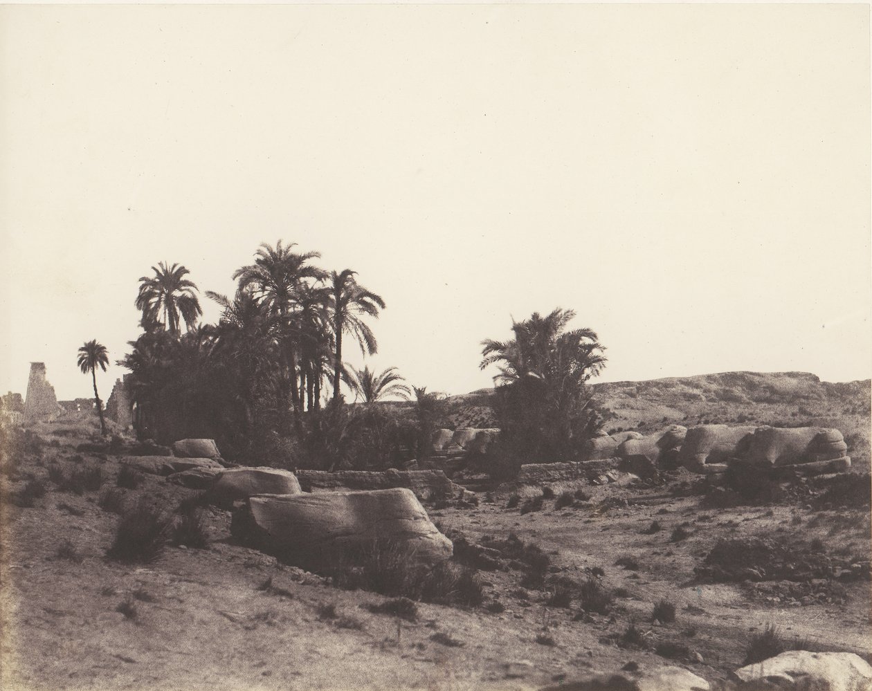 Karnak Thebes, Sfenks Bulvarı - G Noktasından alınan Genel Görünüm, 1851-52, 1853-54 basılmış. by Félix Teynard