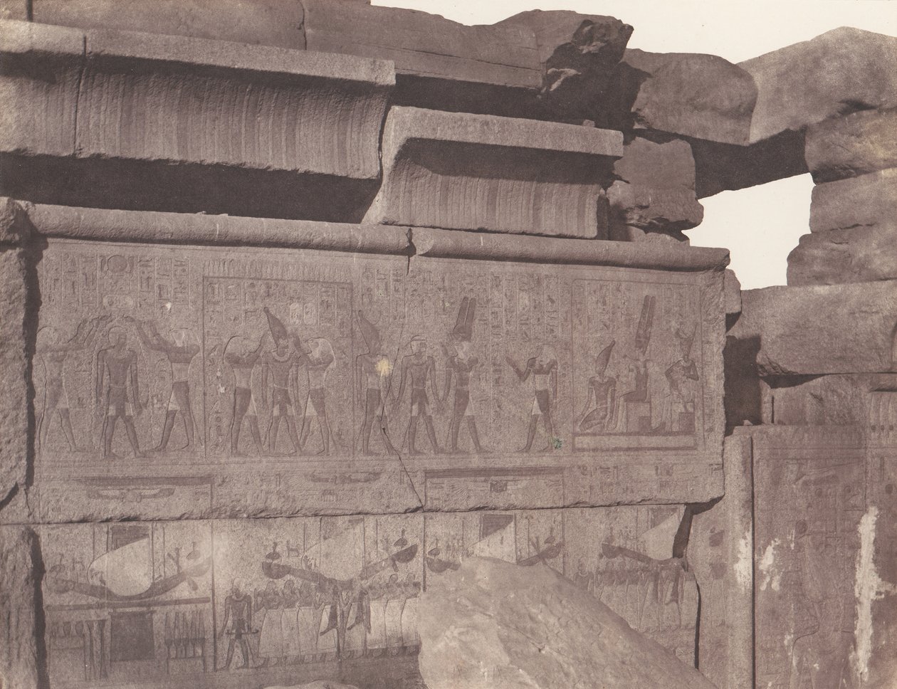 Karnak Thebes, Saray - Granit İnşaatı - Oyma Dekorasyon..., 1851-52, 1853-54 basılmış. by Félix Teynard