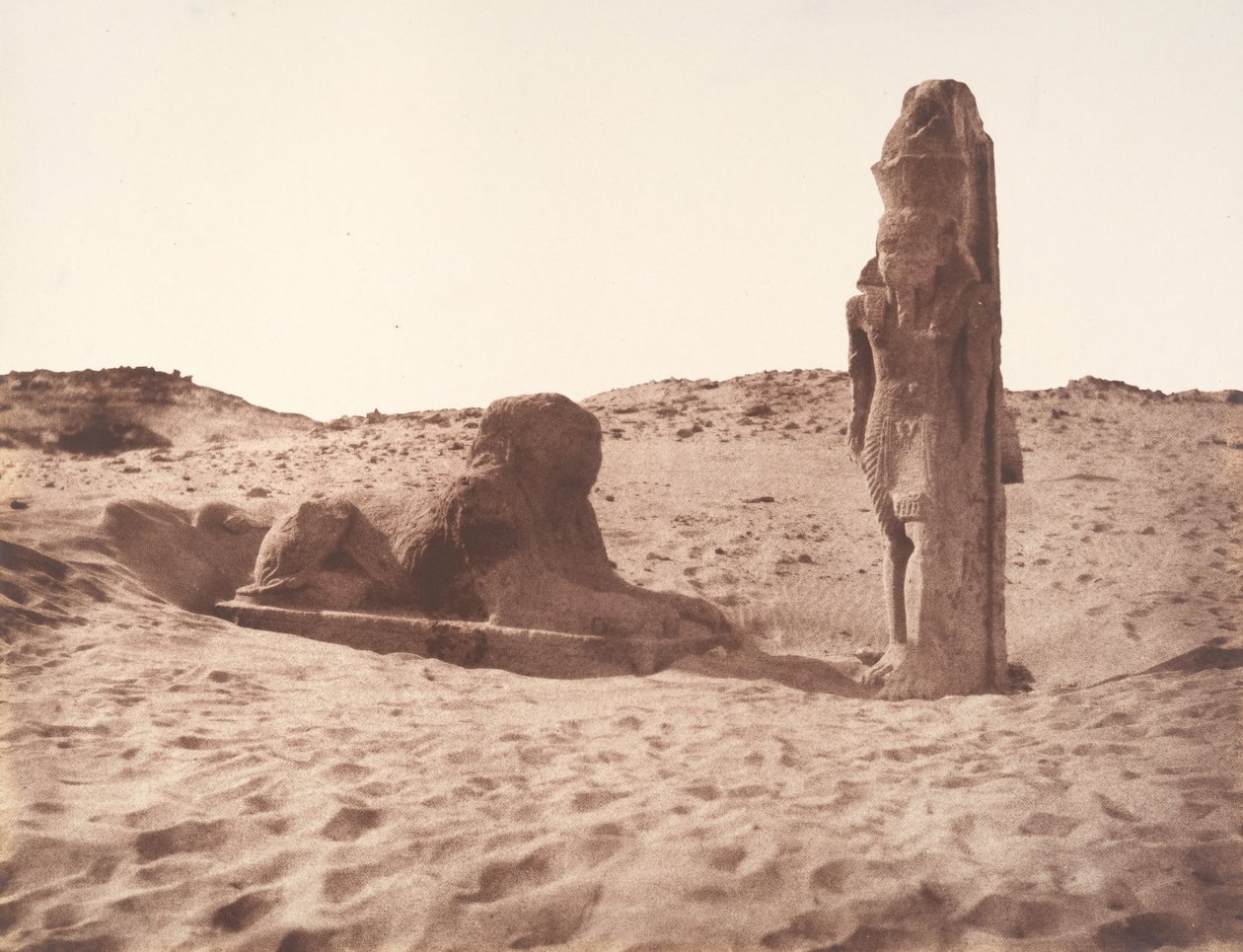 Sébouah, Temple, Colossus ve Sfenks Bulvarın Sol Tarafında, 1851-52. by Félix Teynard