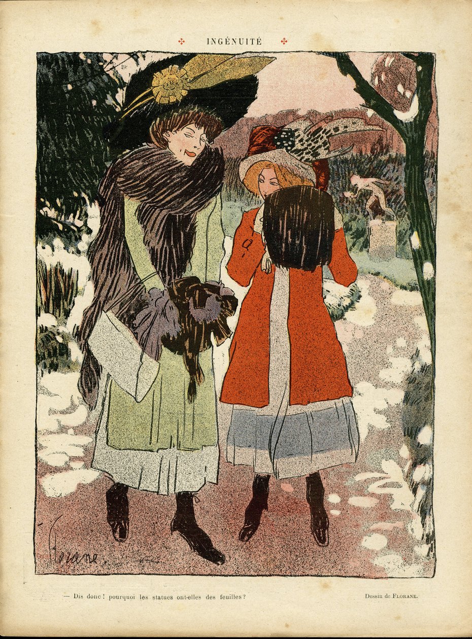 Florane (1872-1940) çizimi, Le Rire, 22/01/10 - Ingenuite - Moda, Şapka, Halk Bahçesi by Florane Florane