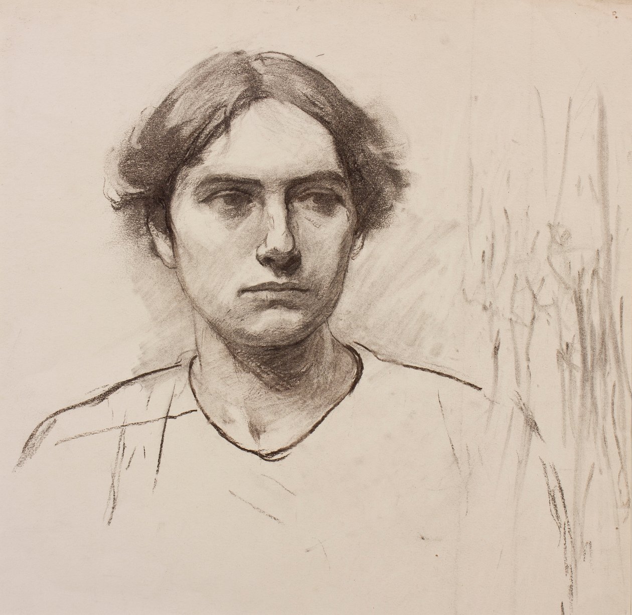 Bir sanat okulu modelinin başkanı, c.1900 (kağıt üzerinde karakalem) by Florence Eleanor Shepard