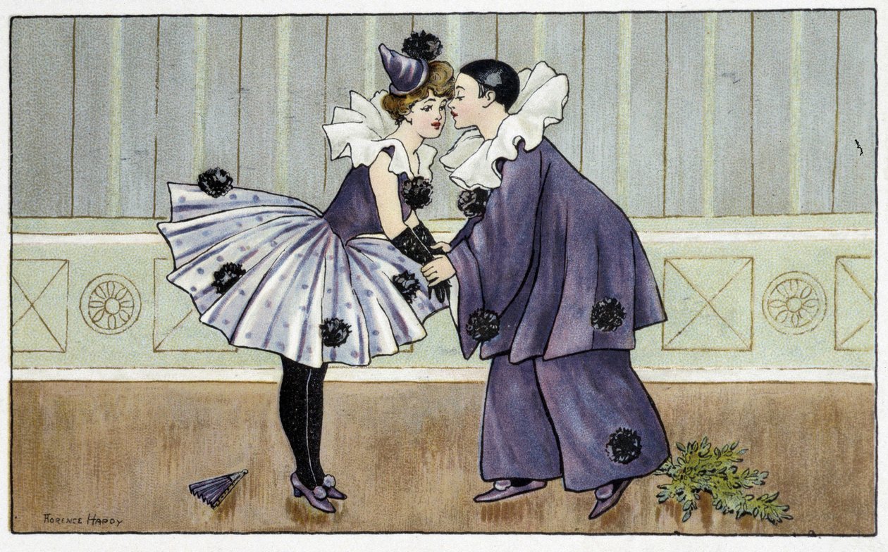 Pierrot ve Colombine - dess. Yazan: Florence Hardy, deb. 20. yüzyıl by Florence Hardy