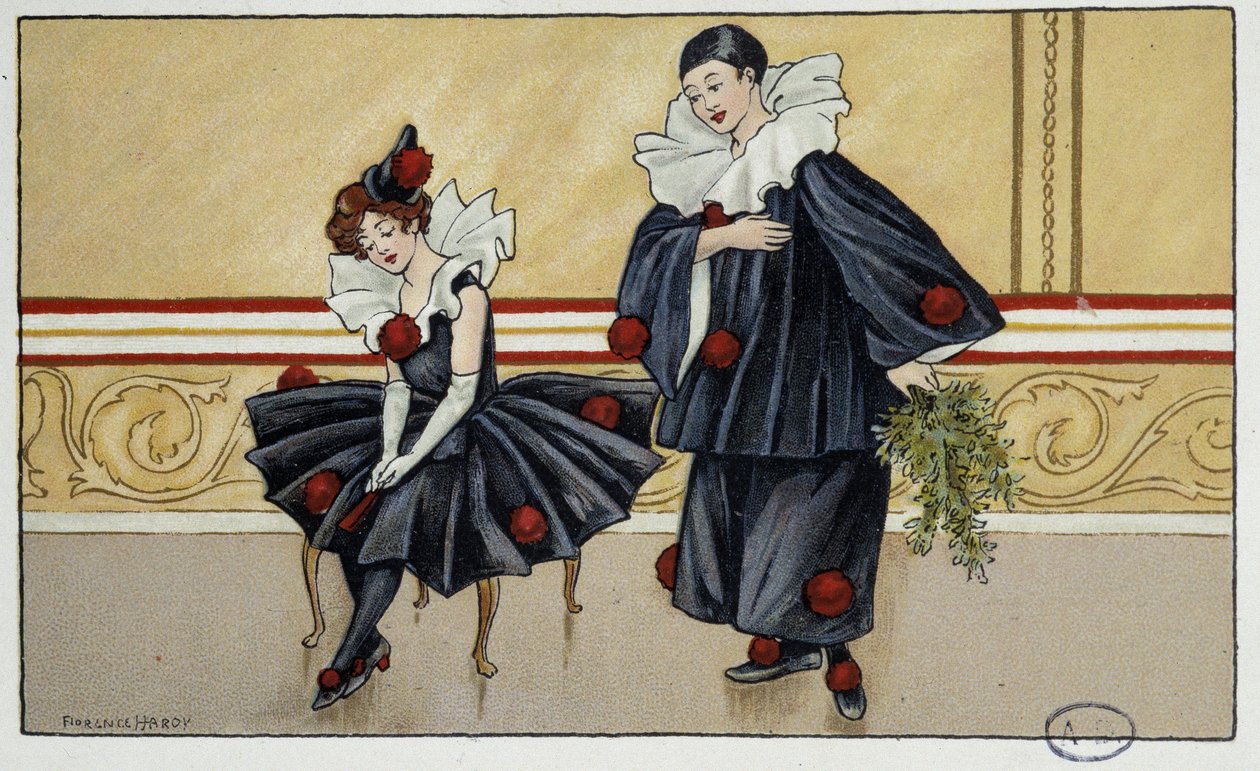 Pierrot ve Colombine - dess. Yazan: Florence Hardy, deb. 20. yüzyıl by Florence Hardy