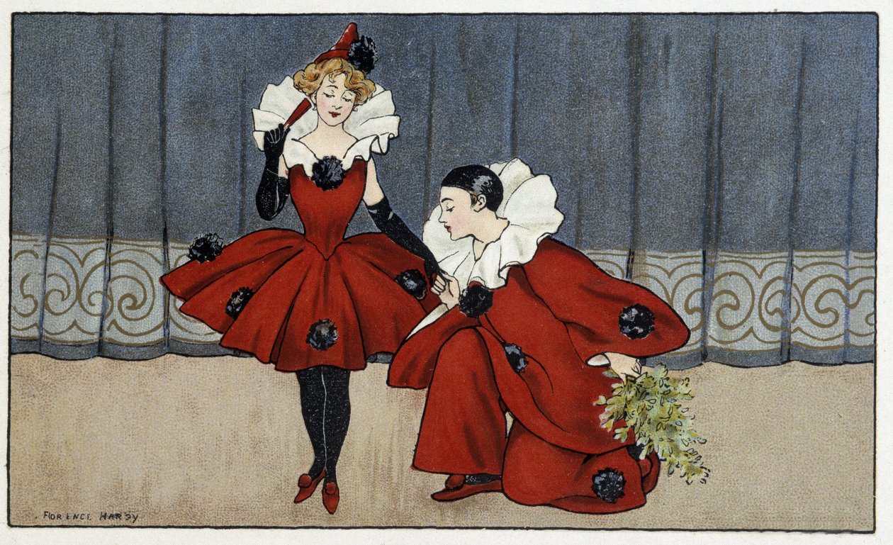 Pierrot ve Colombine - dess. Yazan: Florence Hardy, deb. 20. yüzyıl by Florence Hardy