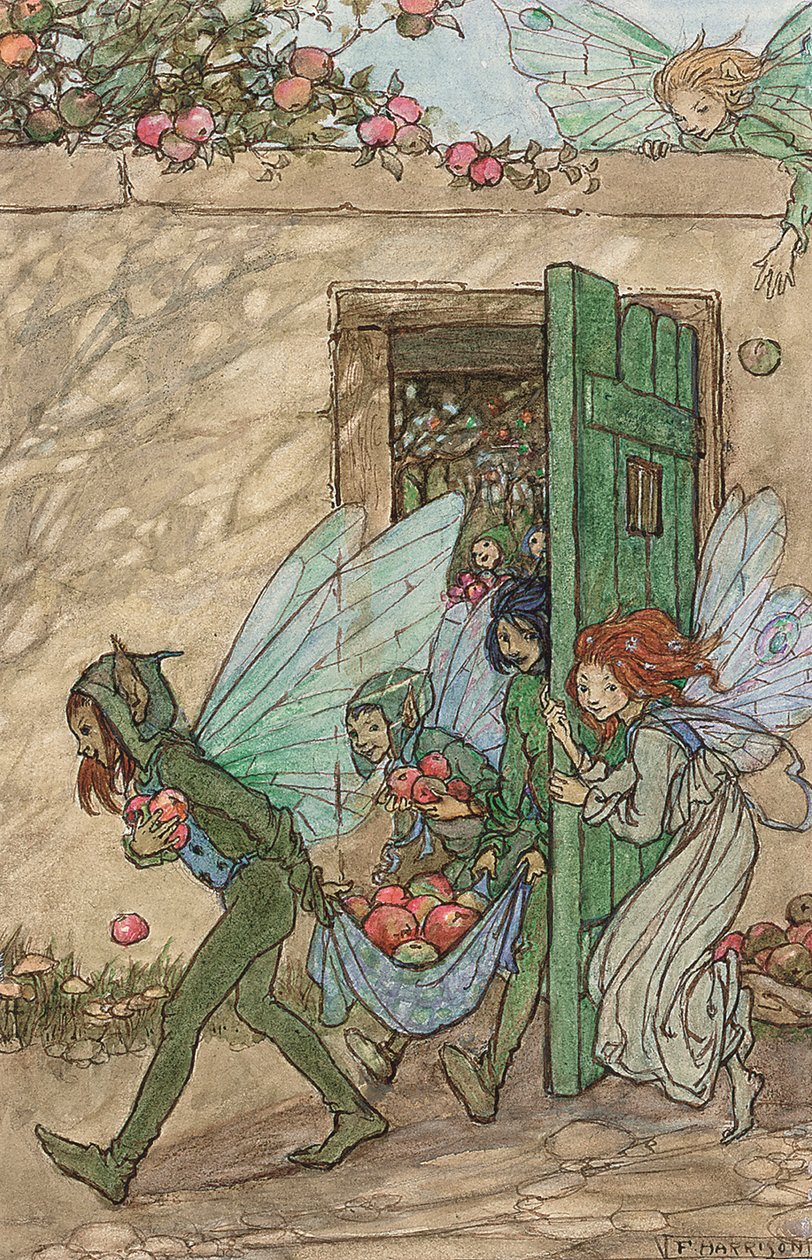 Elfin Şarkısı için bir illüstrasyon (kurşun kalem, kahverengi mürekkep ve suluboya) by Florence Harrison
