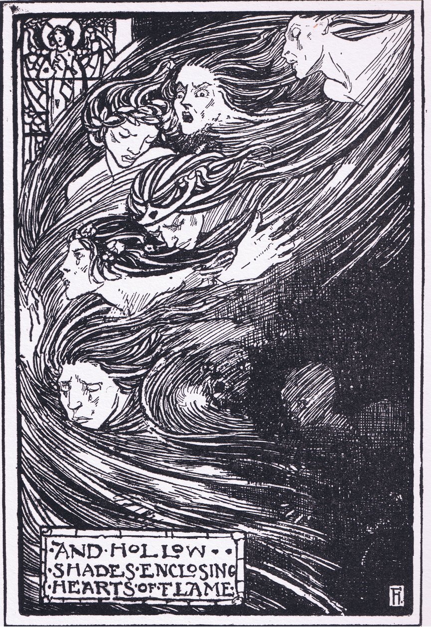 Ve alevden kalpleri çevreleyen içi boş gölgeler (Sanat Sarayı) (lito) by Florence Harrison