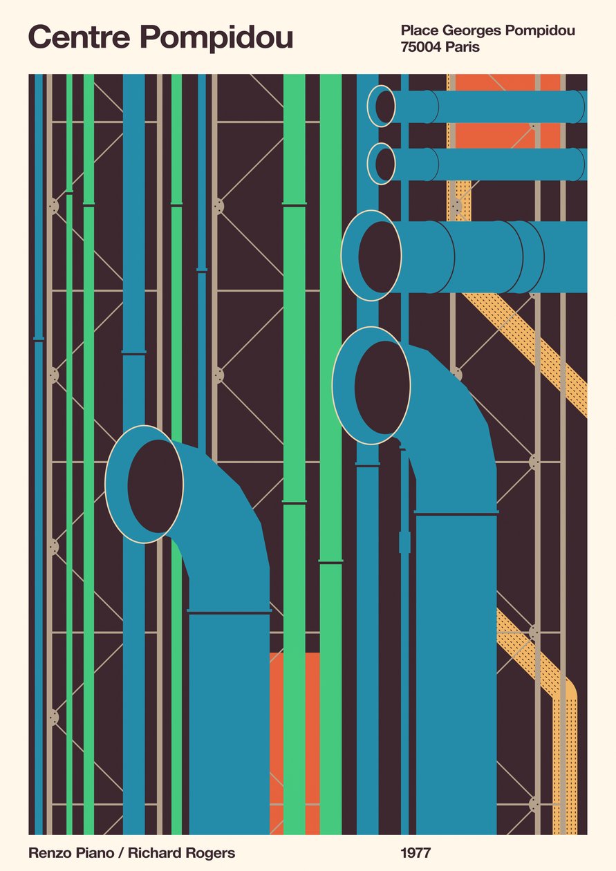 Centre Pompidou - Paris, 2020 (dijital) by Florent Bodart