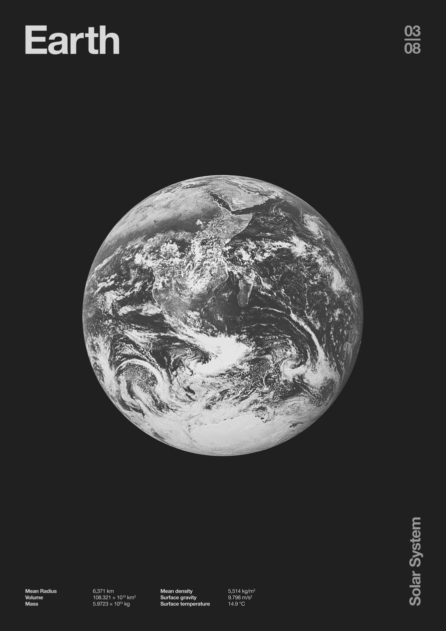 Dünya : Minimal Gezegenler Verileri, 2023 (dijital) by Florent Bodart