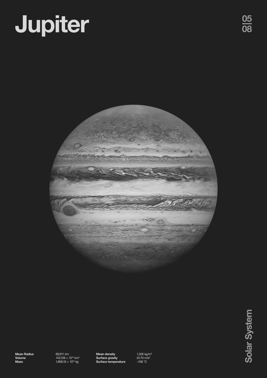 Jüpiter : Minimal Gezegen Verileri, 2023 (dijital) by Florent Bodart